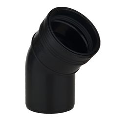 PP SANITARY BLACK ELBOW 110MM 15° S/S RING SOCK.