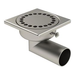 STAINLESS BELL GRATE SIDE OUTLET 100X100MM Ø40