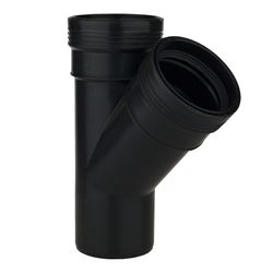 PP SAN. BLACK T-JOINT 75MM 45° D/S RING SOCK.