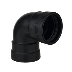 PP SANITARY BLACK ELBOW 125MM 90° D/S RING SOCK.