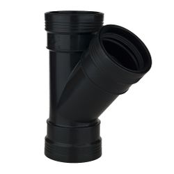 PP SAN. BLACK T-JOINT 160MM 45° T/S RING SOCK.