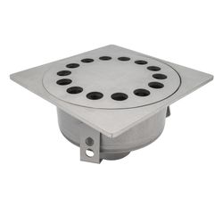 STAINLESS BELL GRATE 15X15CM W/ BASKET Ø50 VERTIC.