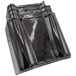 993 LEFT GABLE TILE BLACK GLAZED