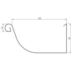 ZINC HALF ROUND RECT. GUTTER W/O LIP 350 0.8MM 5M