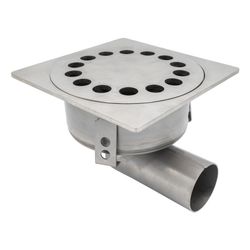 INOX SIPHON DE COUR 10X10CM A. CORBEILLE ø40MM HOR