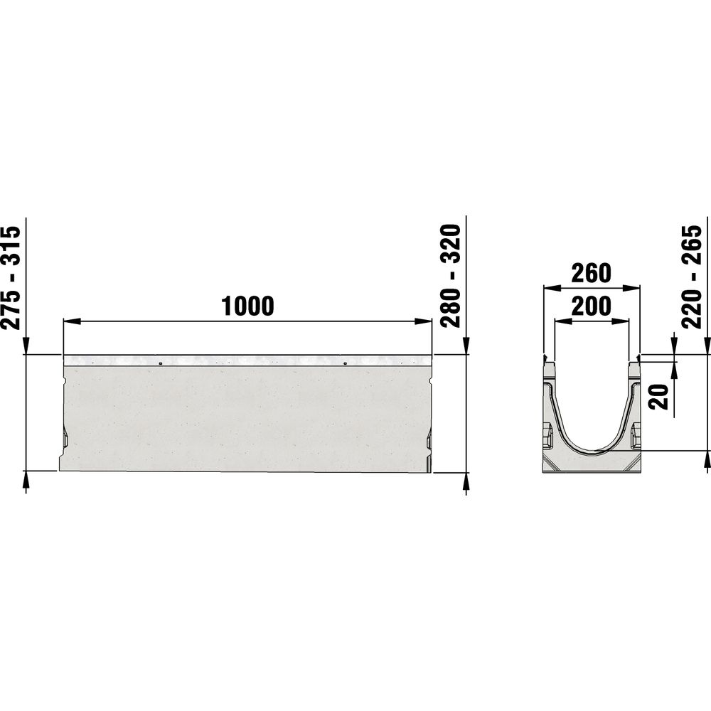 FASERFIX KS 200 5 H-GALVA L=1M H=295MM | Hauraton | Deschacht